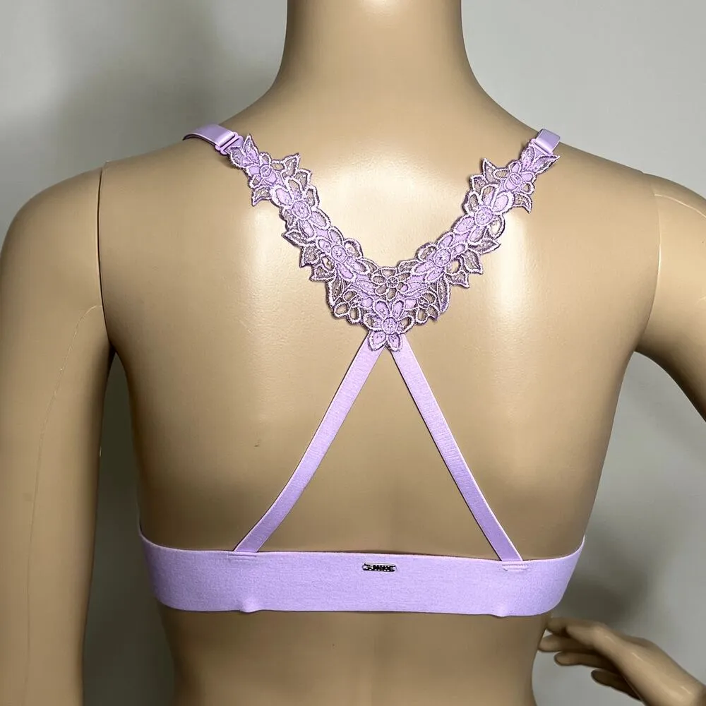 PINK Victoria's Secret Criss Cross Purple Lace Bralette - Image 3
