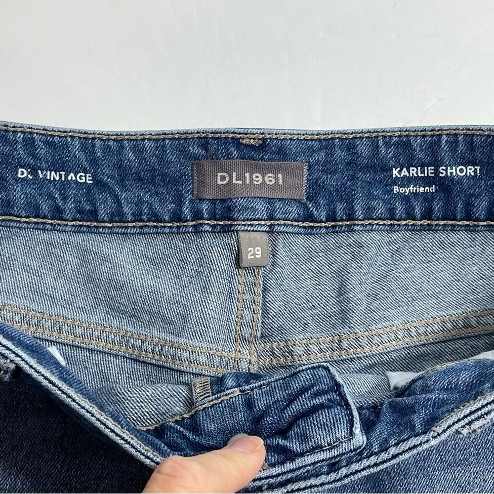 DL1961 Karlie Boyfriend Jean Shorts Size 29 Cut-Off Denim Bedford Blue Wash - Image 4