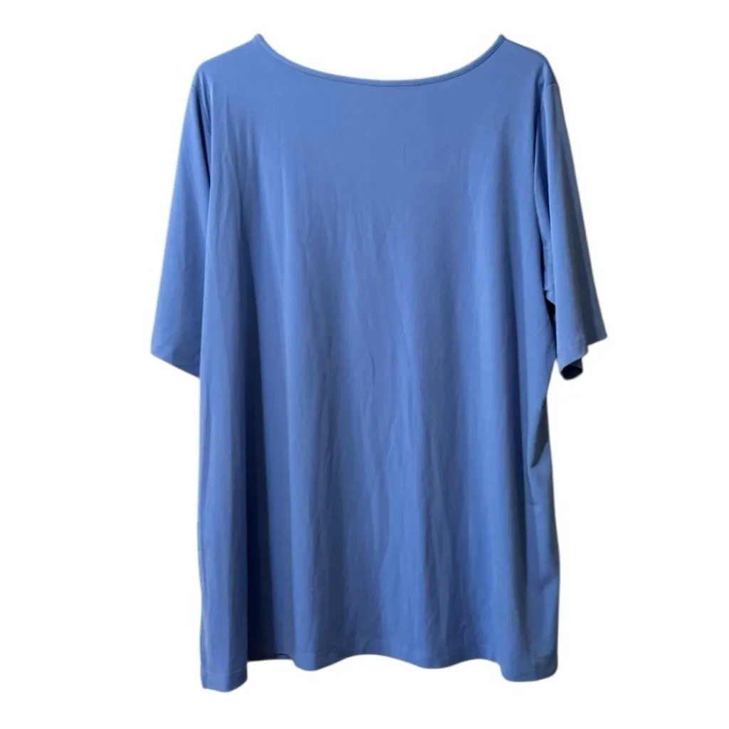 Susan Graver Modern Essentials Size US XL Blue Liquid Knit Tunic Top Stretch - Image 2