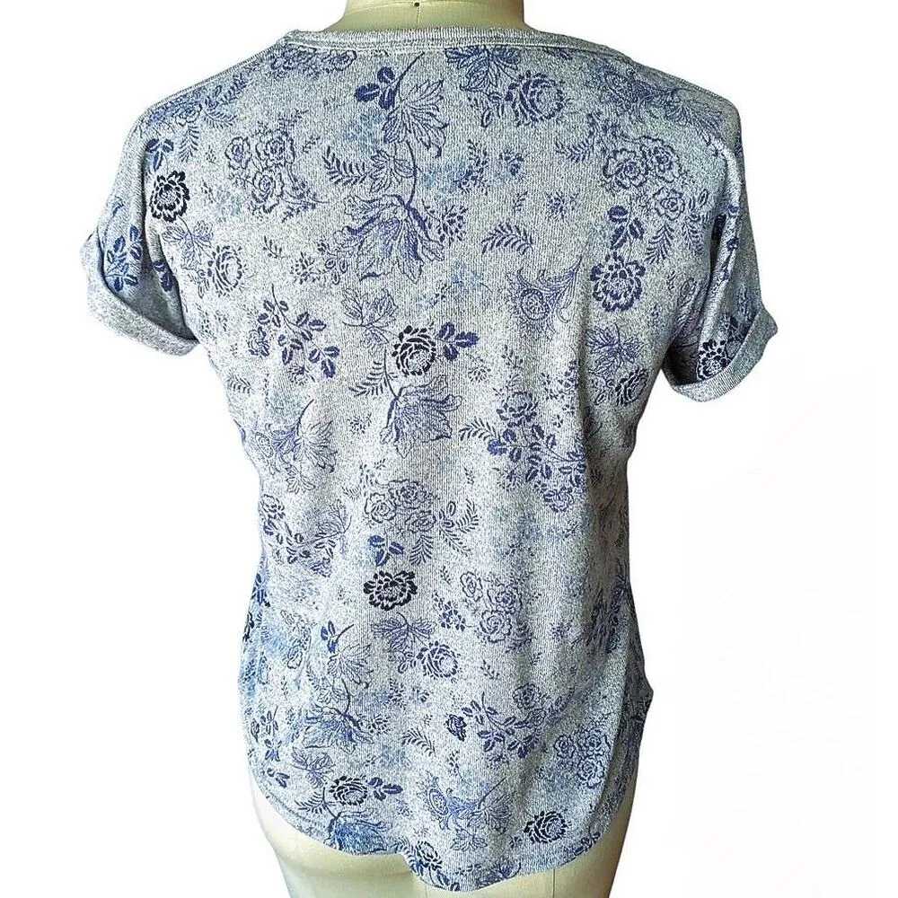 LUCKY BRAND 2 Piece Shorts Blue & Gray Lounge Sleepwear Pajamas Set ~ Womens MED - Image 4