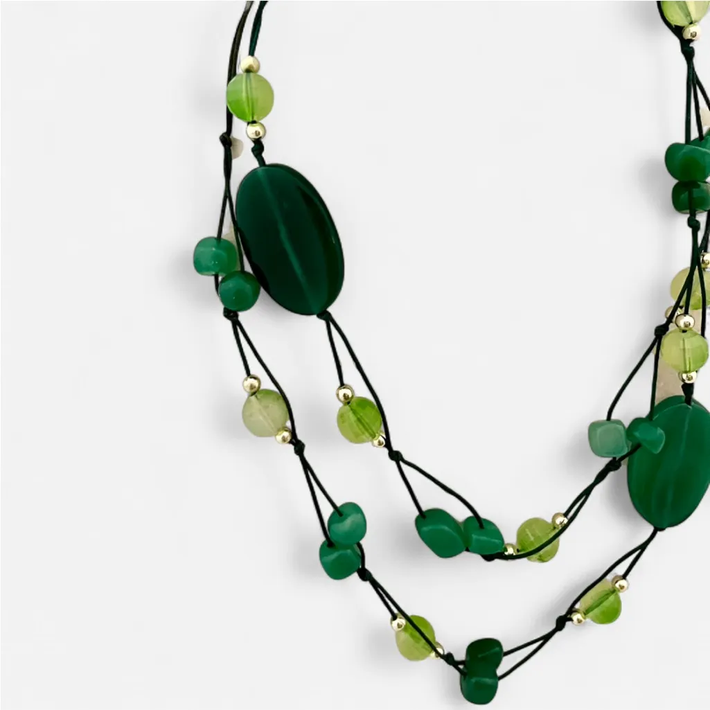 Park Lane Genuine Jade and Green Aventurine Statement Necklace, 32 inches - Image 3