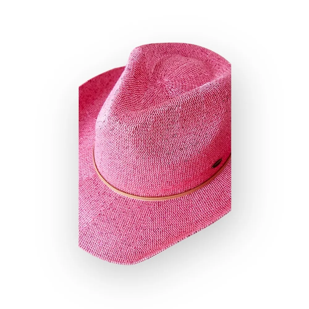 new Anthropologie [by C.C.] 𒀭 Sparkle Straw Cowboy Hat 𒀭 Medium Pink 𒀭UPF 50+ - Image 2