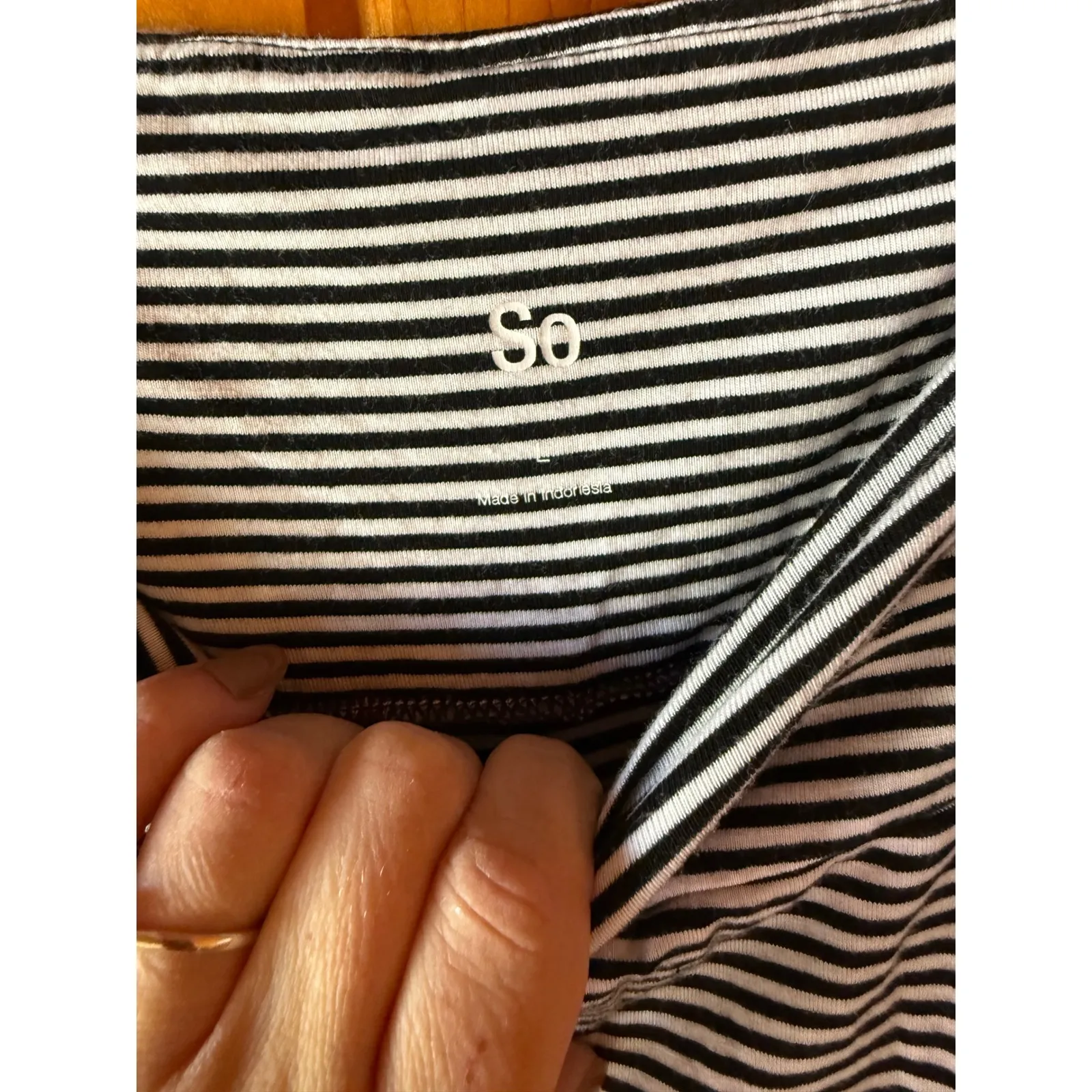 SO Black White Striped Maxi Skirt Size L Casual Everyday Comfort - Image 3