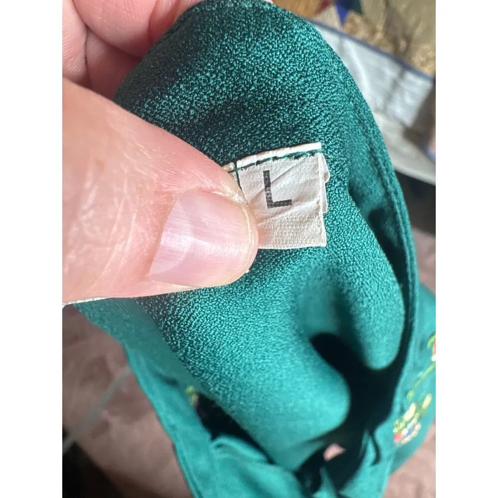 Available by Angela Fashion Green Floral Blouse Women’s Large - Image 5