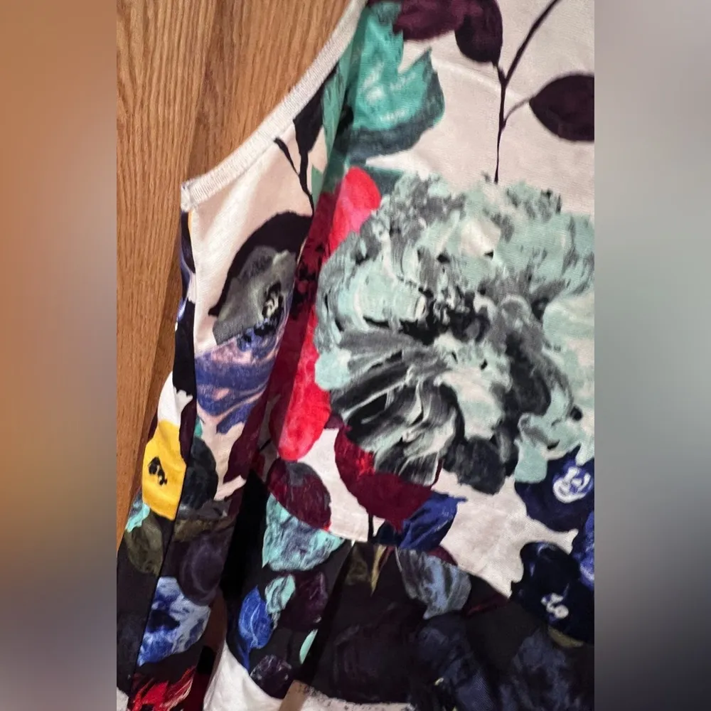 Anthropologie HD In Paris Elise Floral Sleeveless Lined Peplum Blouse Top Size 8 - Image 7