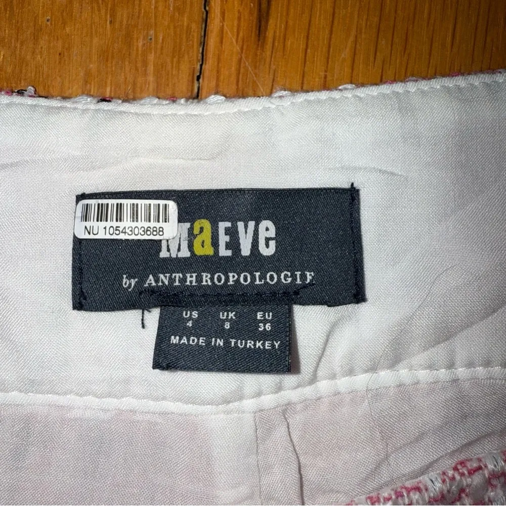 MAEVE BY ANTHROPOLOGIE Tweed Shorts Pink Plaid High Waist size 4 - Image 5