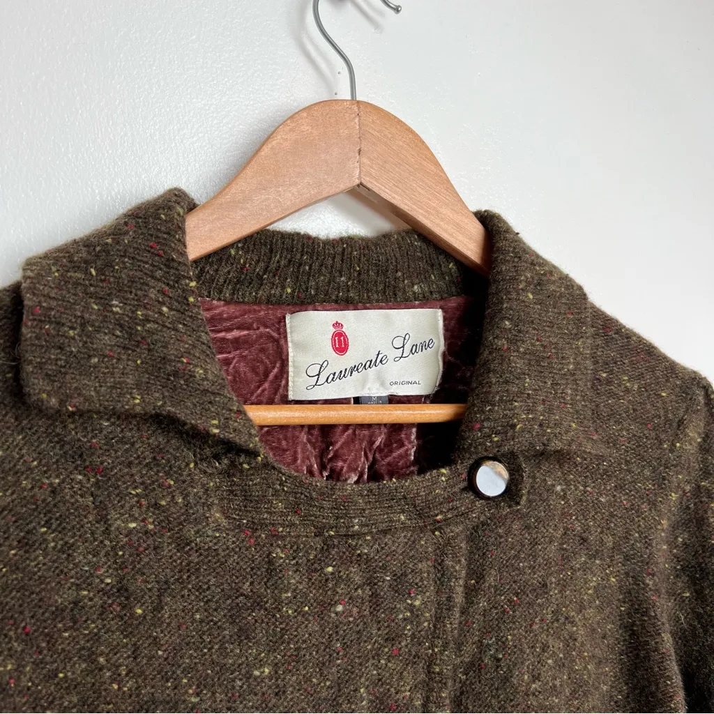 Laureate Lane Anthropologie Green Tweed Knit Sweater Jacket Medium - Image 2