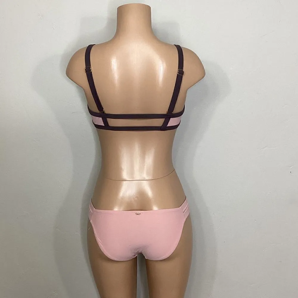 New. Pilyq blush/pink, brown, mint bikini. D-cup top/ S-bottom. Normally $168 - Image 6