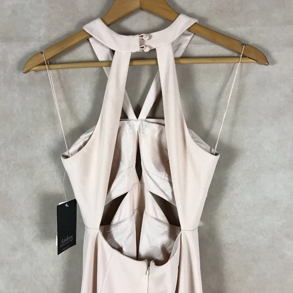 Aidan by Aidan Mattox Blush Pink Crepe Cutout Detail Gown NWT Size 0 - Image 8