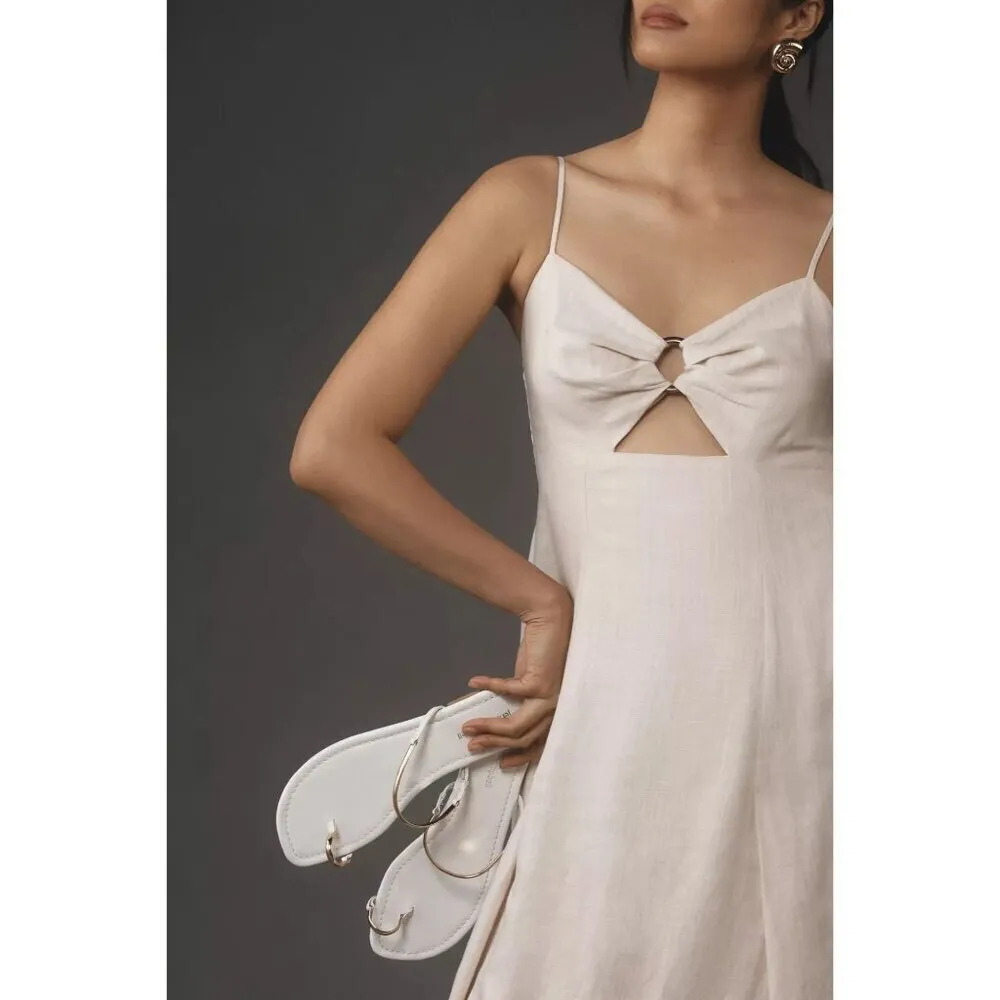 Jeffrey Campbell Discreet Sandals in Cream Silver 8 Womens Slides Flats - Image 12