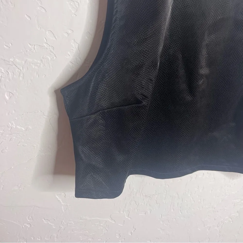 Kirious Vegan Leather Crop Top Sleeveless Black Snake Gold Back Zip Size XL NWT - Image 4