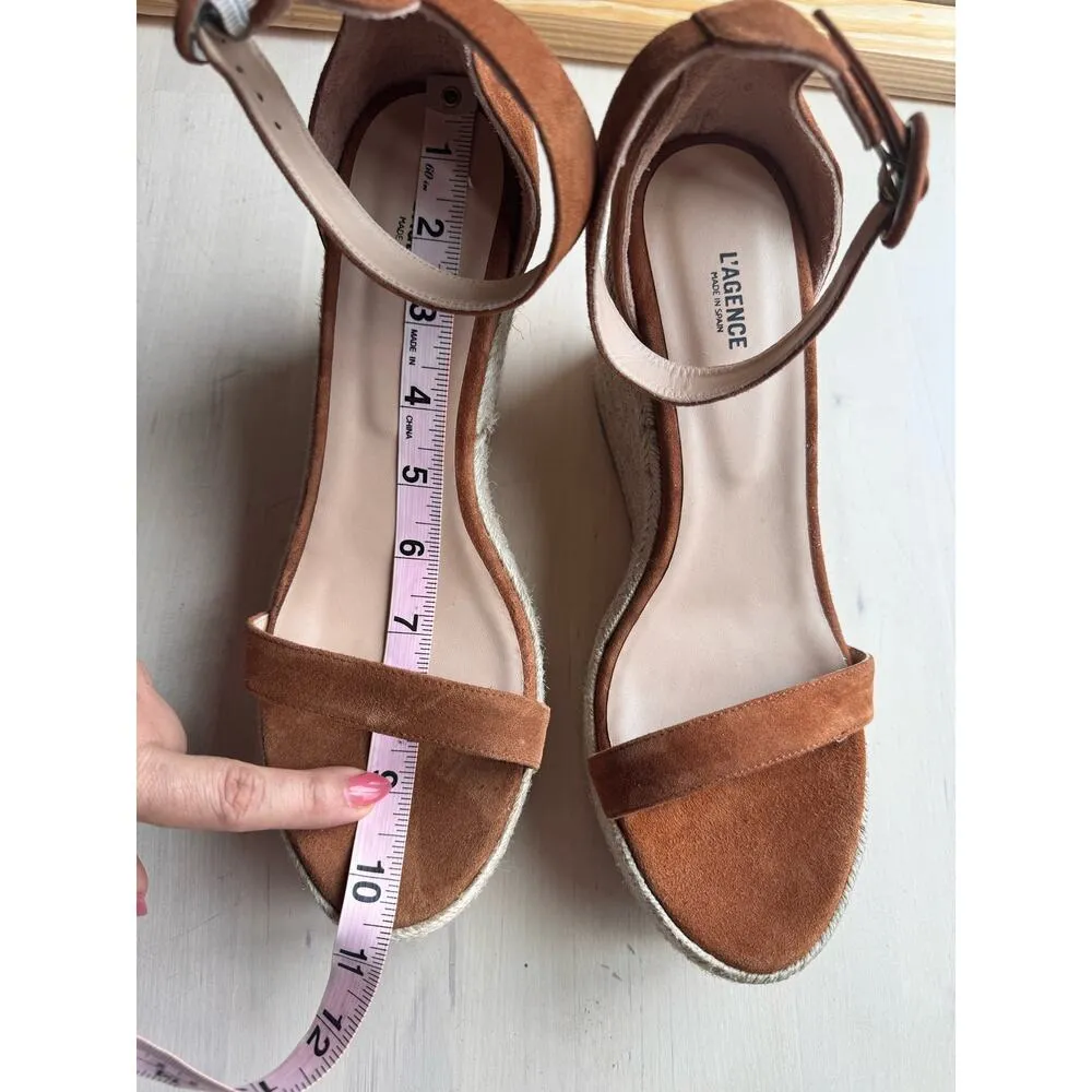 L'AGENCE Elysee Suede Espadrille Wedge Sandals  size 40/ us 10 - Image 6