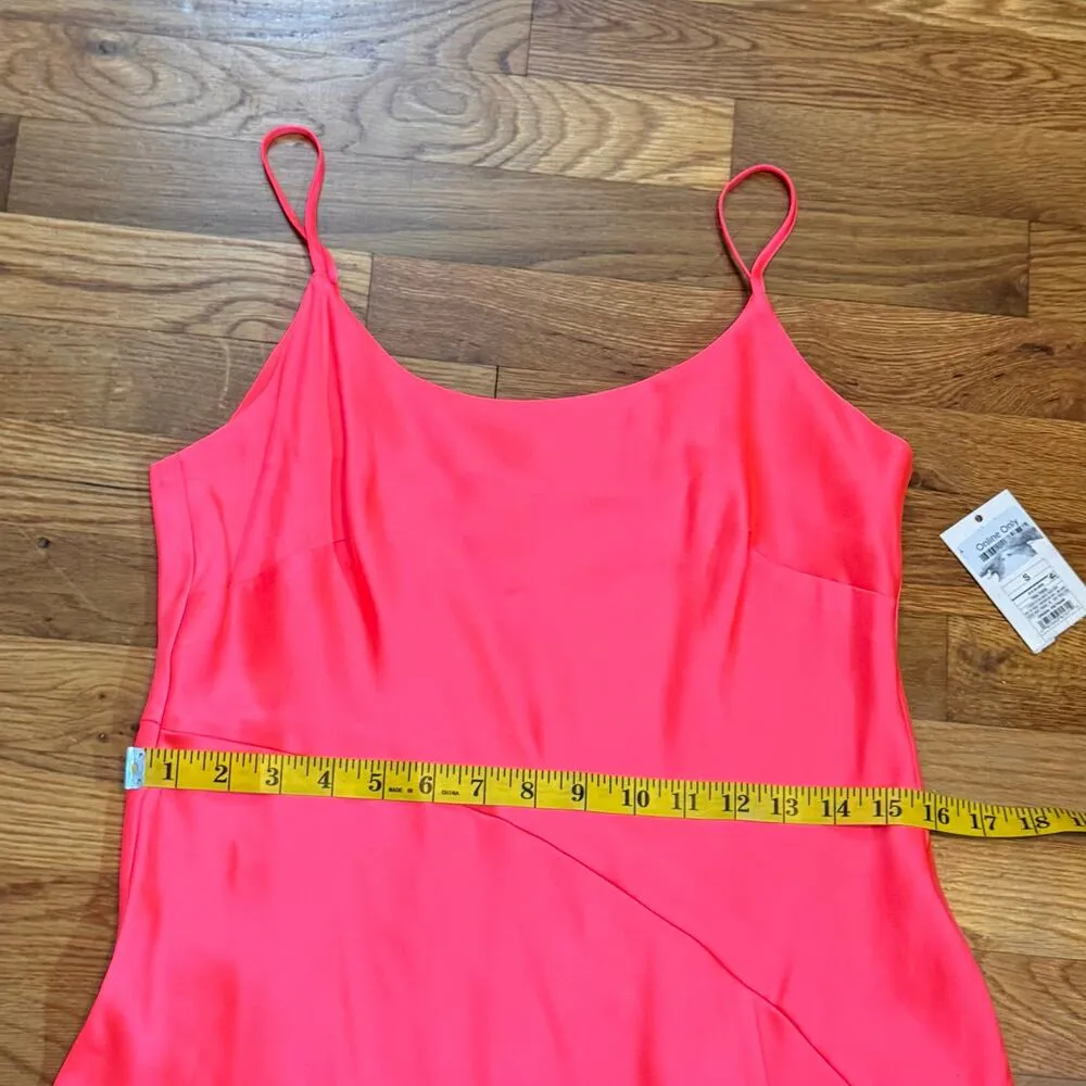 A New Day Women Small Pink Satin Slip Dress Spaghetti Straps Asymmetrical Dress - Image 5