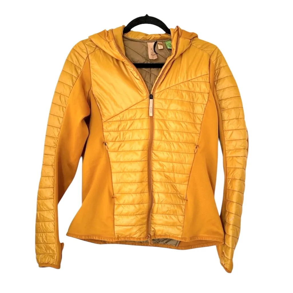 Indyeva Mantar Quilted Filled Zip Hooded Jacket Womens Small Golden Yellow - Image 2