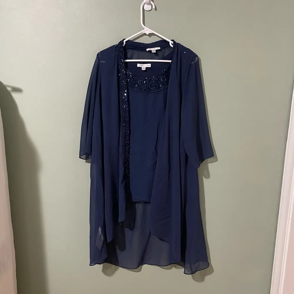 OLEG Cassini Tank and Kimono Set Navy size‎ 16w - Image 4