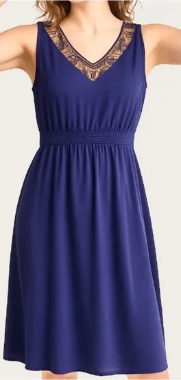 Charter Club Dress Beaded Knit Purple XL Sleeveless V-neck Cocktail Party Garden - Image 1