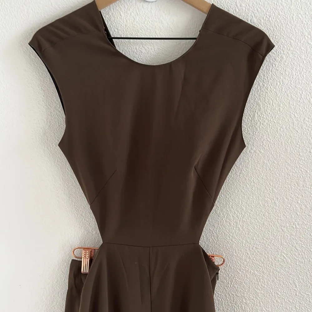 Zara Woman Dark Green Open Back Wide Leg Jumpsuit XS - Image 5