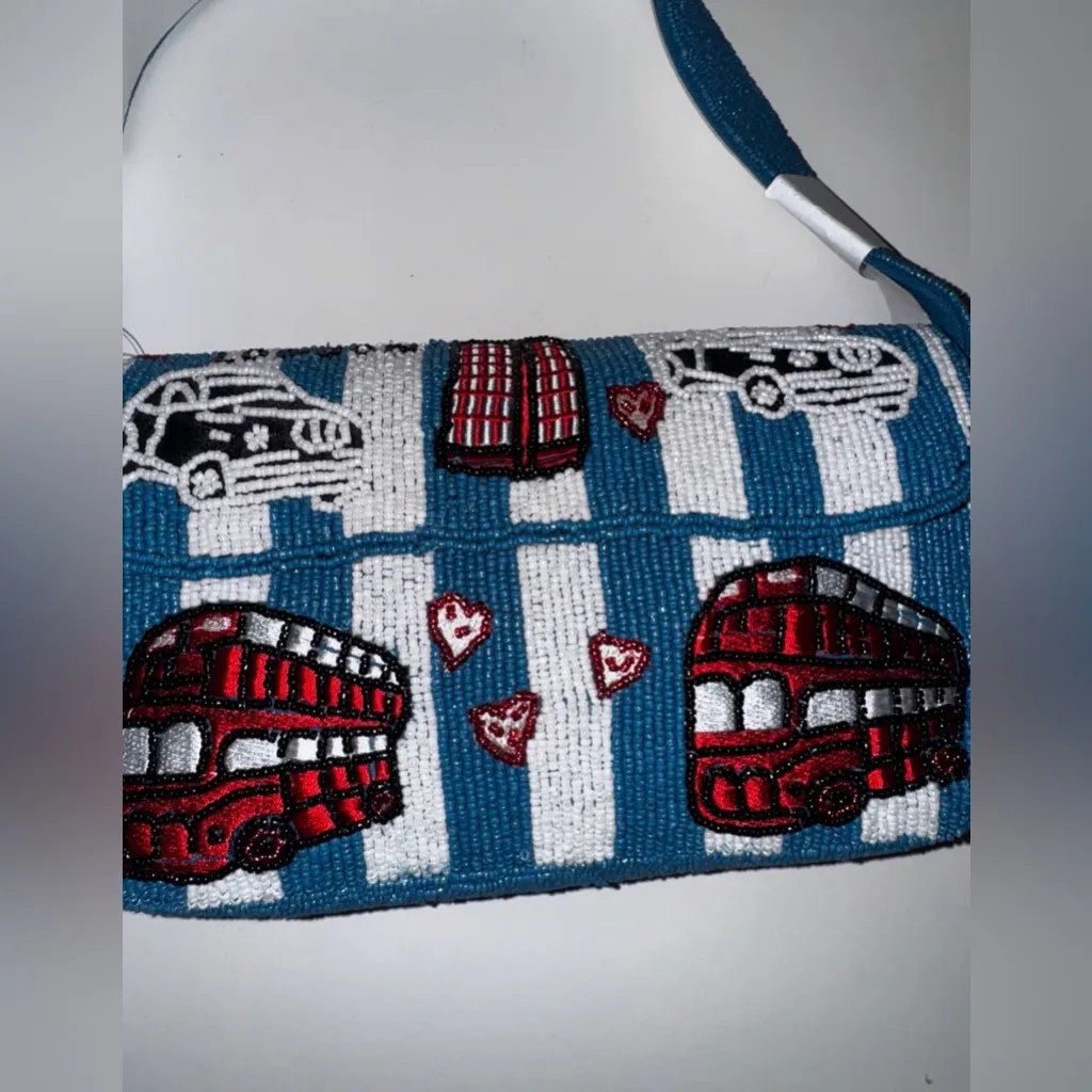 Vital and rare sold out London Striped Beaded Bag Blue - Image 3