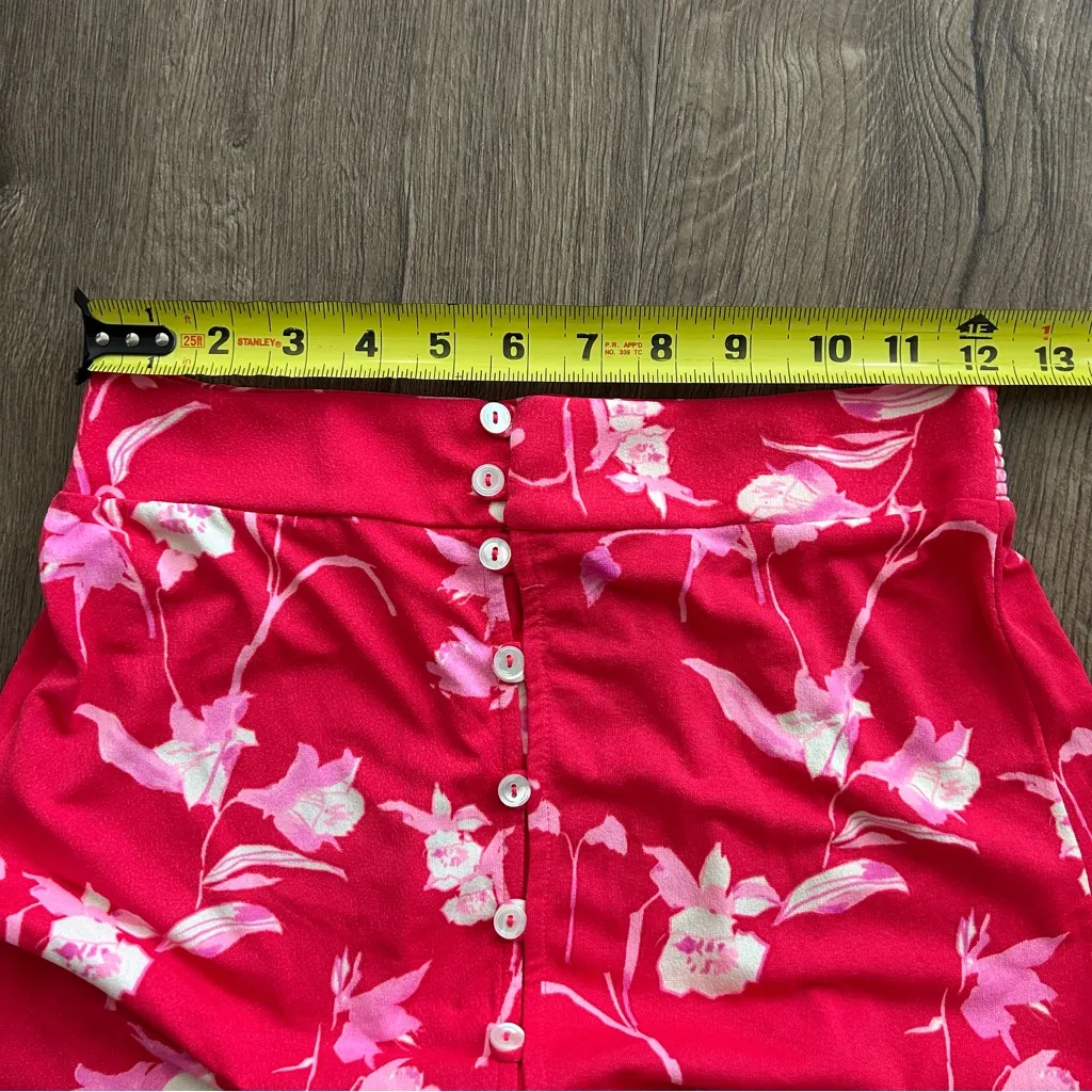 Maaji Alana Long Floral Button Front Red Maxi Skirt S - Image 7