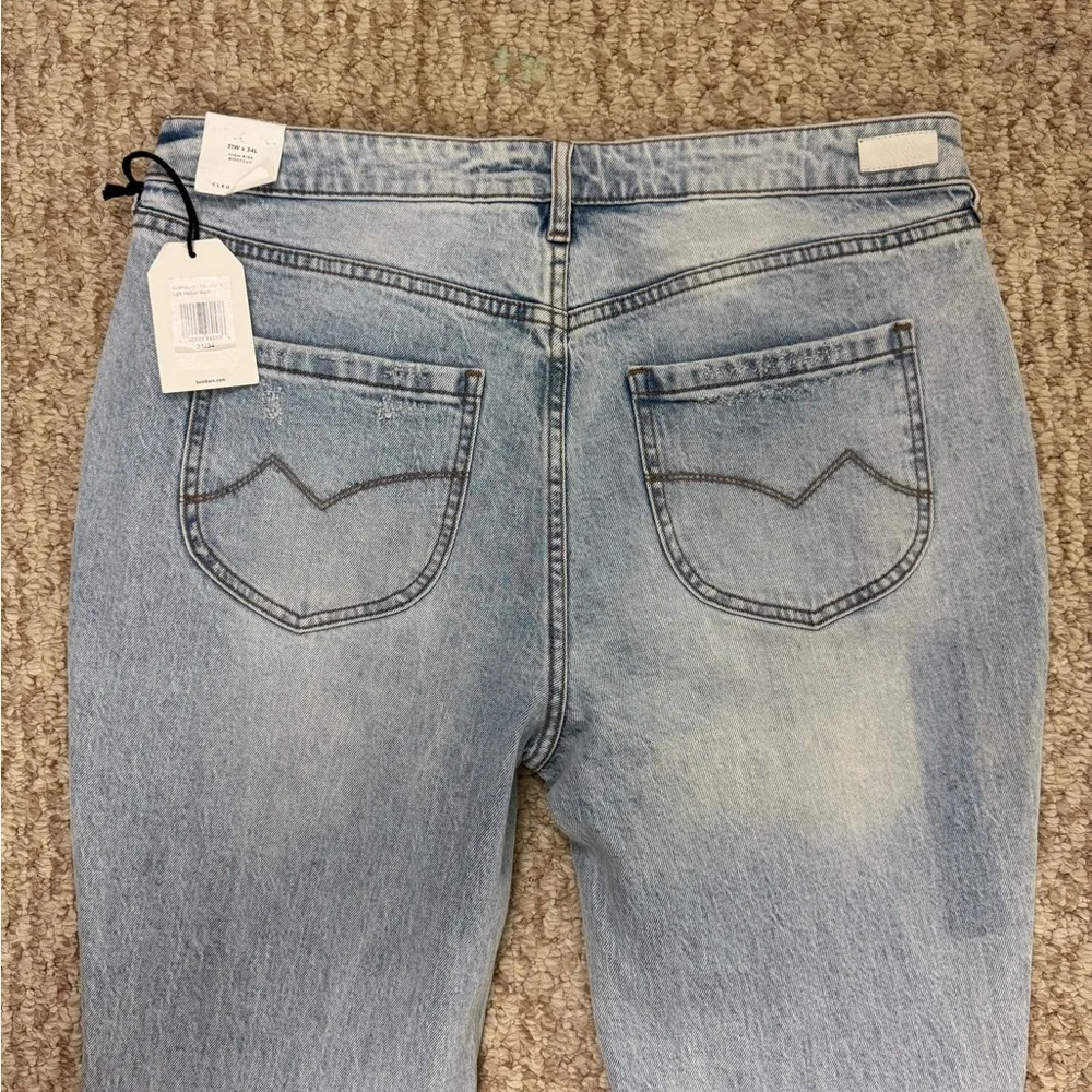 Cleo + Wolf Jeans Women's 31W/34L Blue High Rise Bootcut Raw Hem Button Fly Pant Size undefined - Image 10