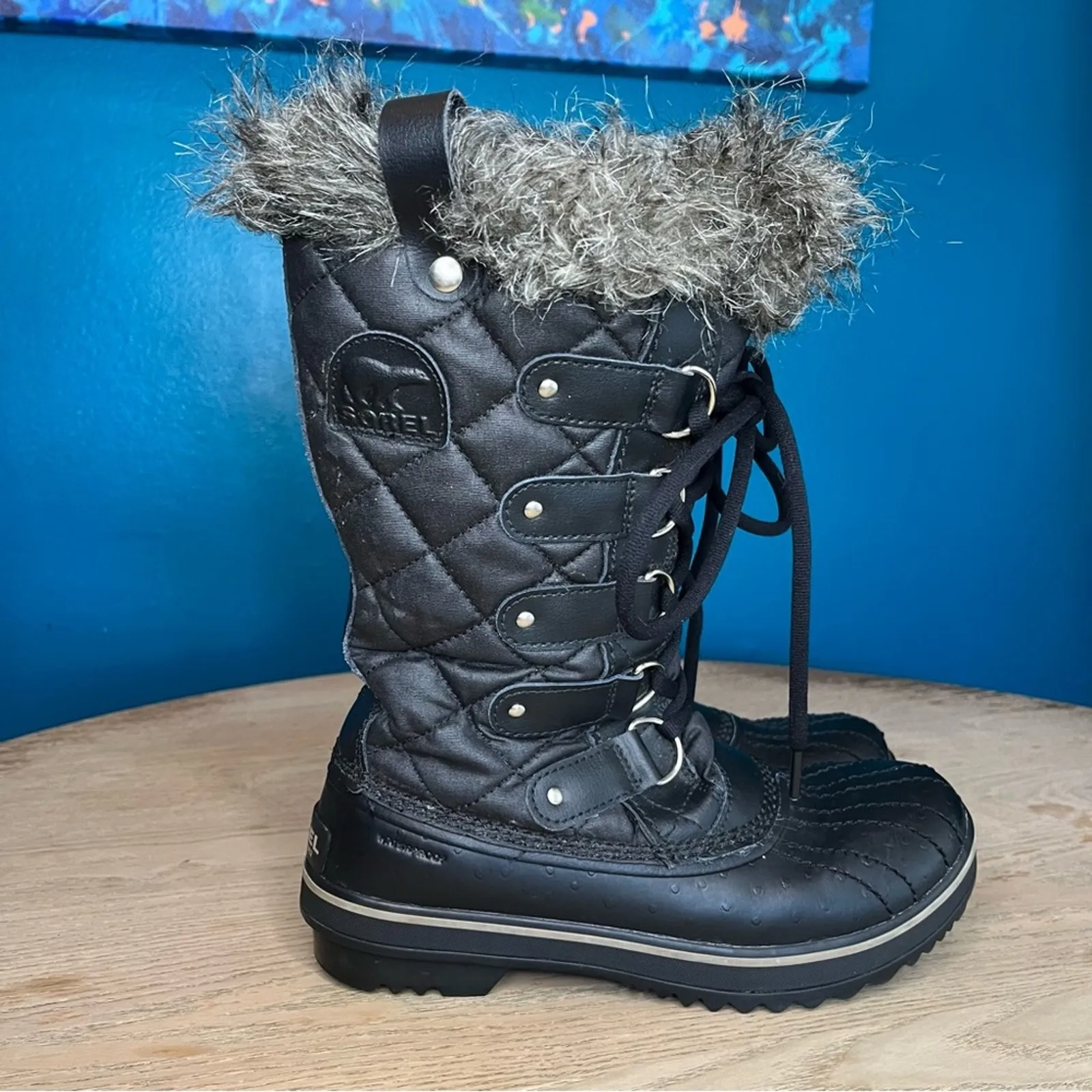 Sorel Tofino II Black Waterproof Quilted Lace Up Snow Boots Womens Size 6.5 - Image 2