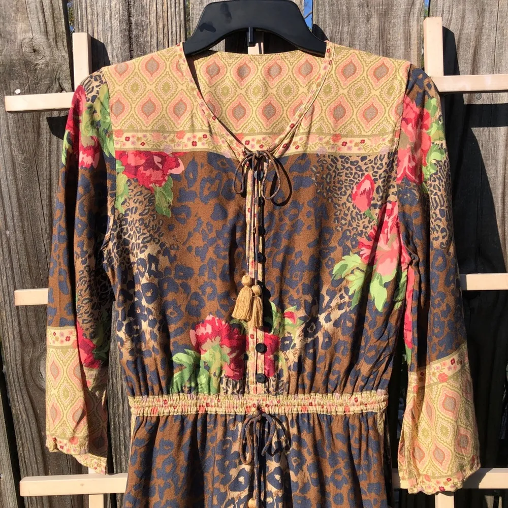 Tulle and Batiste Jumpsuit with button front S Brown - Image 3