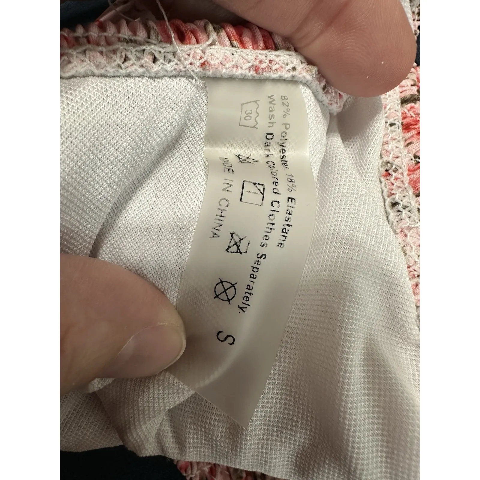 Pink Ditsy Floral Print Bikini Swimsuit Stretchy Shirred Beachwear Size S NWOT - Image 5