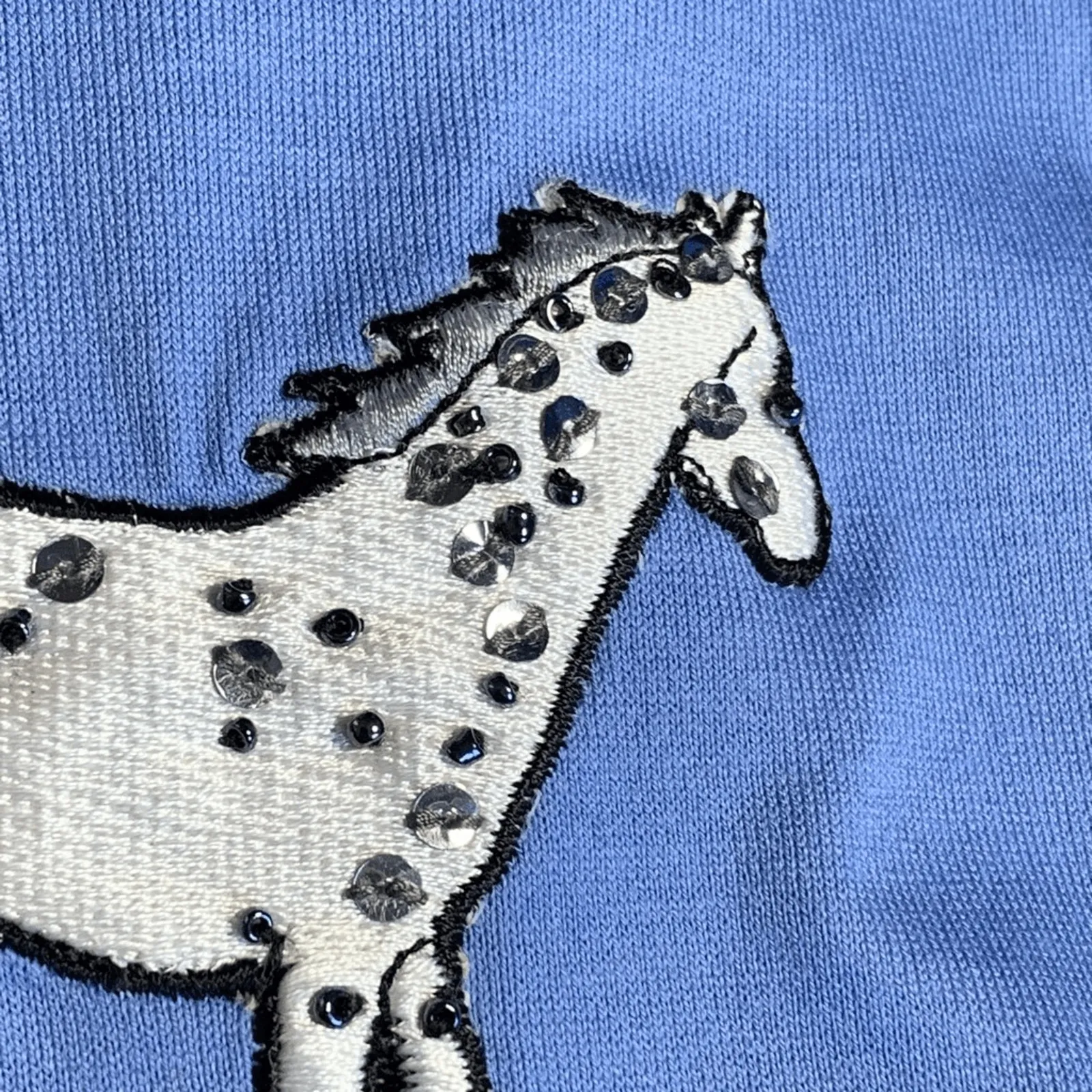 Vintage Michael Simon Lite Horse Embroidered Button Front Shirt Small Boho Ranch Blue - Image 9
