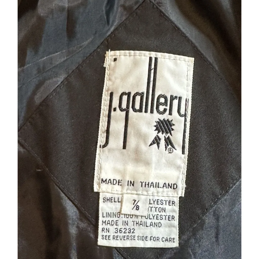 J Gallery Women’s Black Trench Coat Medium Long Belted Double Breasted Classic 7 - Image 7