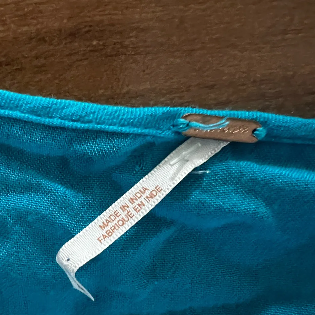 FREE PEOPLE - M - Teal Embroidered Boho Dress turquoise - Image 6