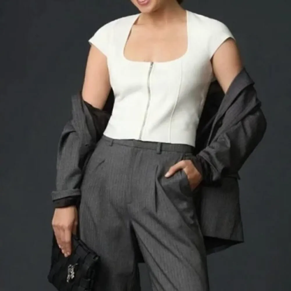 ANTHROPOLOGIE Maeve Fitted Zip-Front Sweater Size medium - Image 5