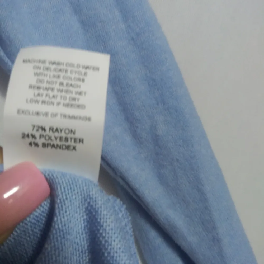 Antistar Blue Long Sleeve Soft Turtleneck Lightweight Women's Sweater Top Sz L - Image 7