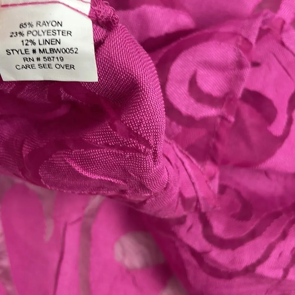 ELEMENTZ sheer floral pink linen blend button down top. Size XL - Image 10