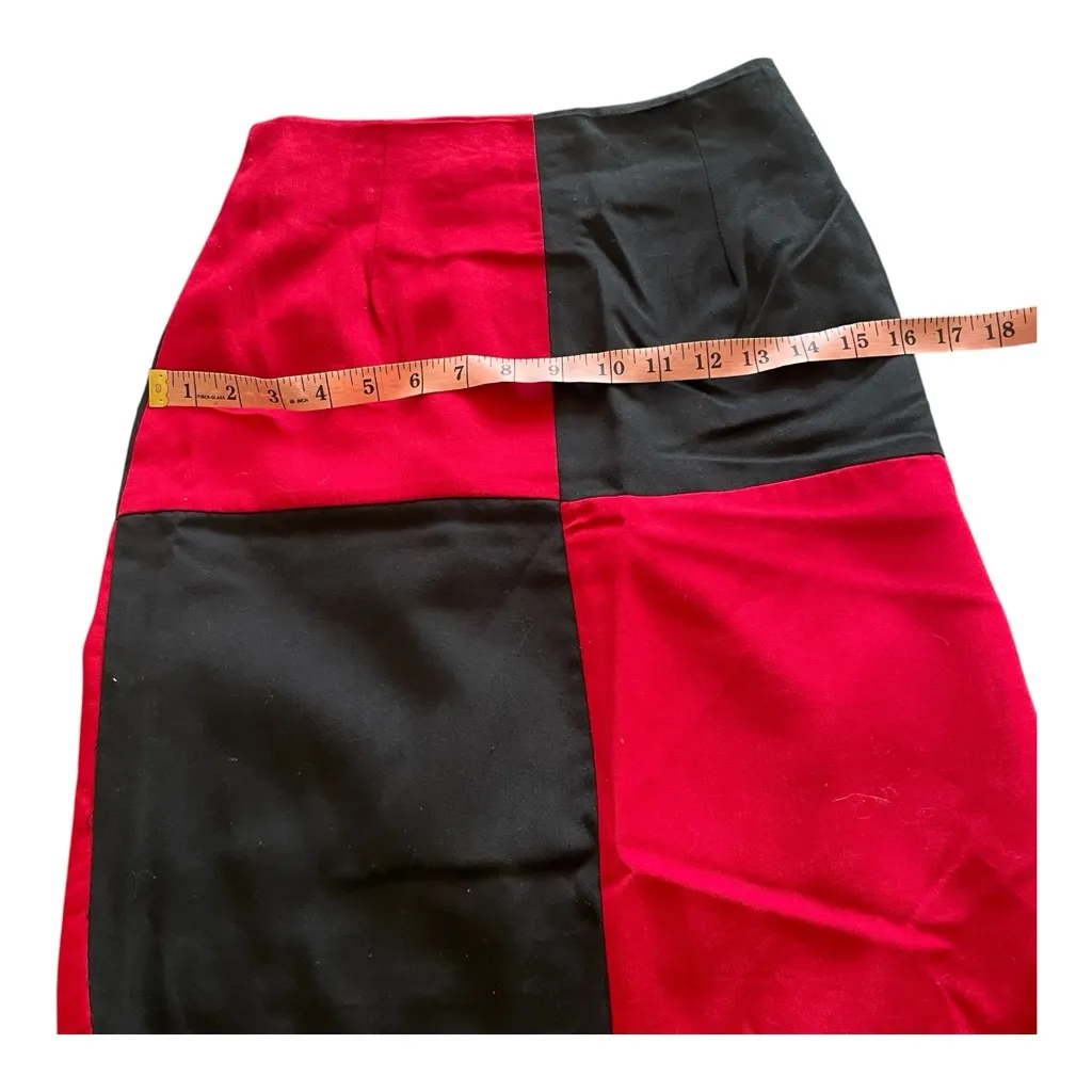 Vintage 90s Red Black Color Block high waisted mini skirt goth Harley Quinn 5 Size undefined - Image 5