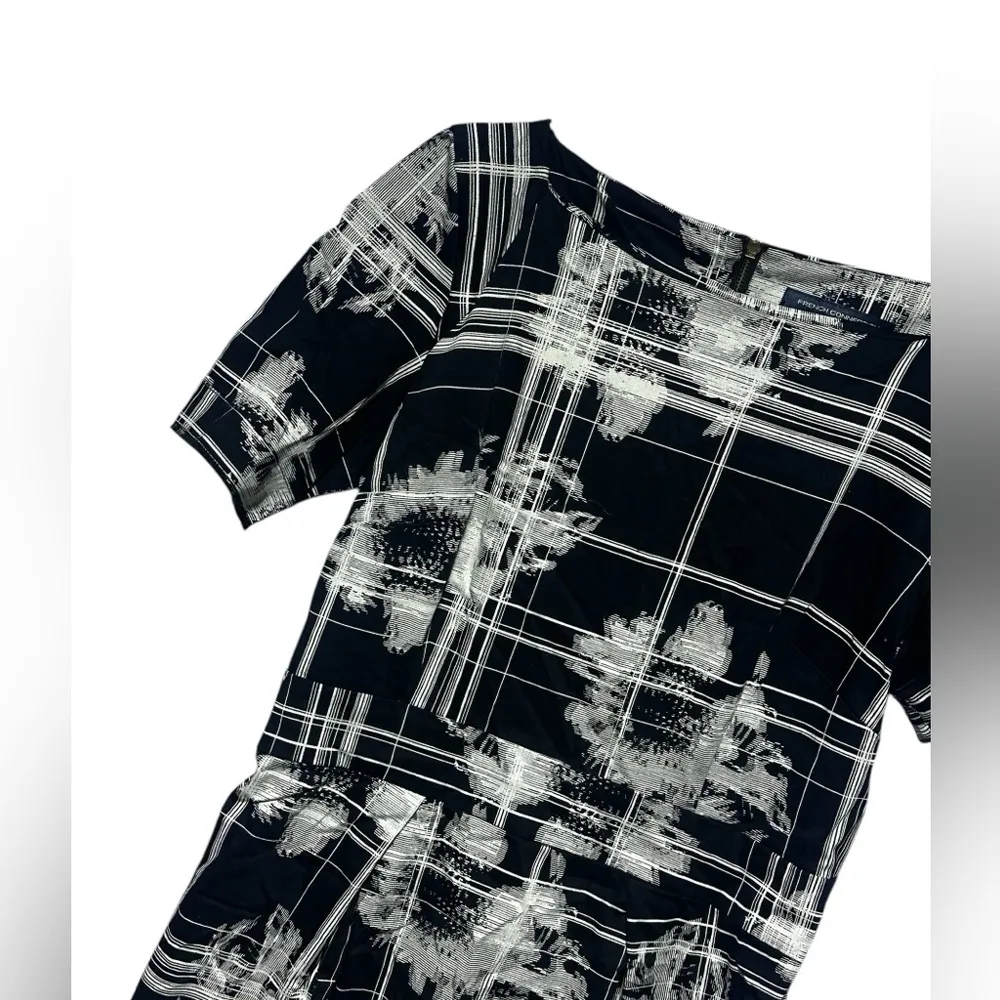 Y2K Moment French Connection Black Checked Floral Mini Dress Sz 8 As Seen on TV - Image 4