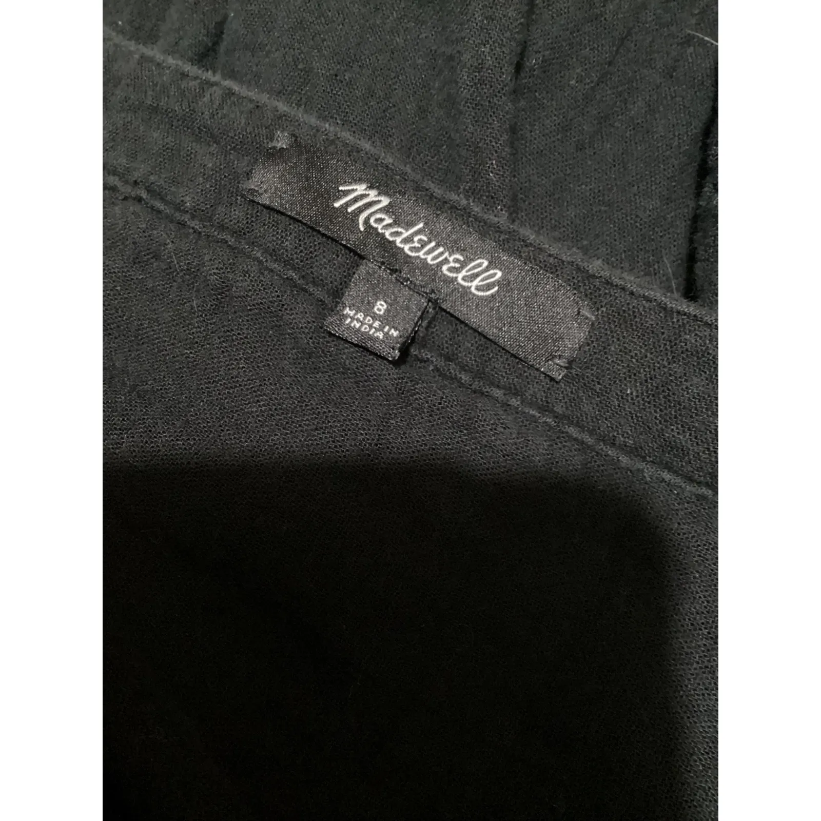 Madewell Black Lightspun Gauze Midi Dress Button Front V Neck Short Sleeve S - Image 6