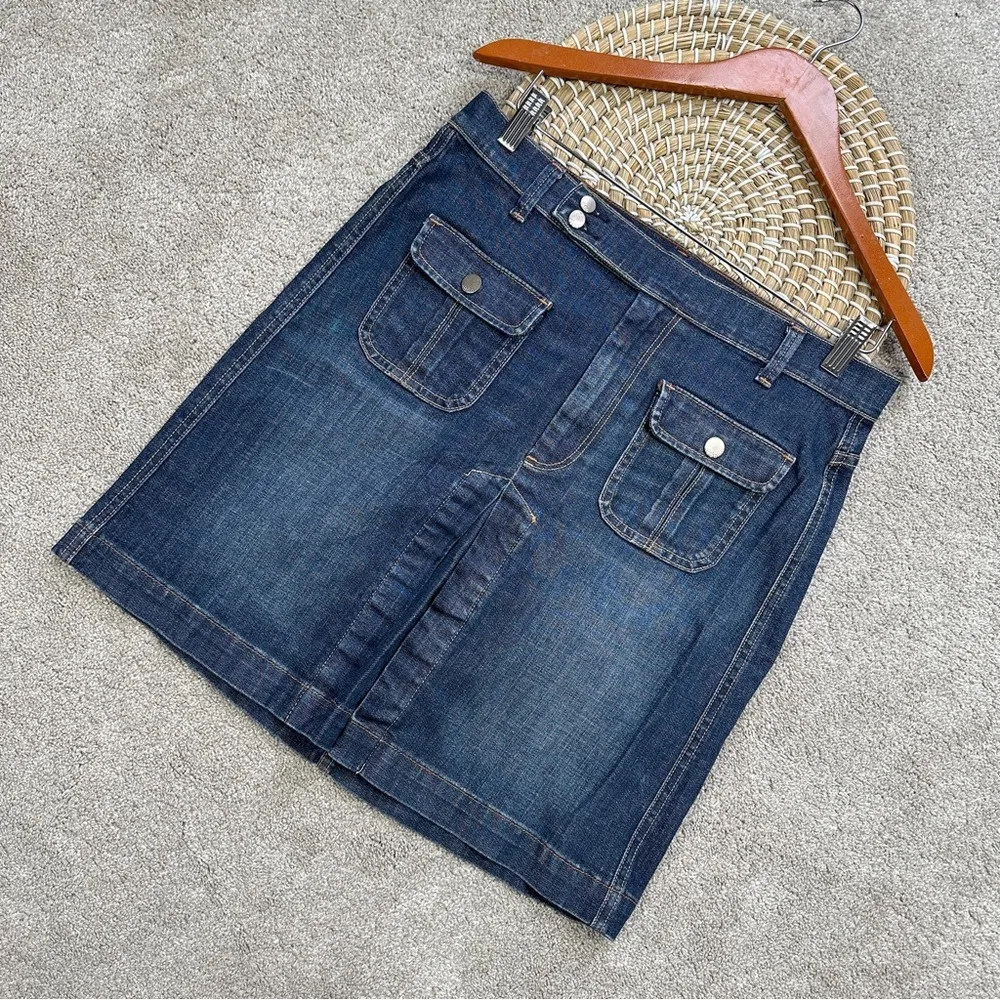GAP 1969 Women’s Multi Pocket Denim Mini Skirt Larchmont Front Slit Y2K 30/10 - Image 2