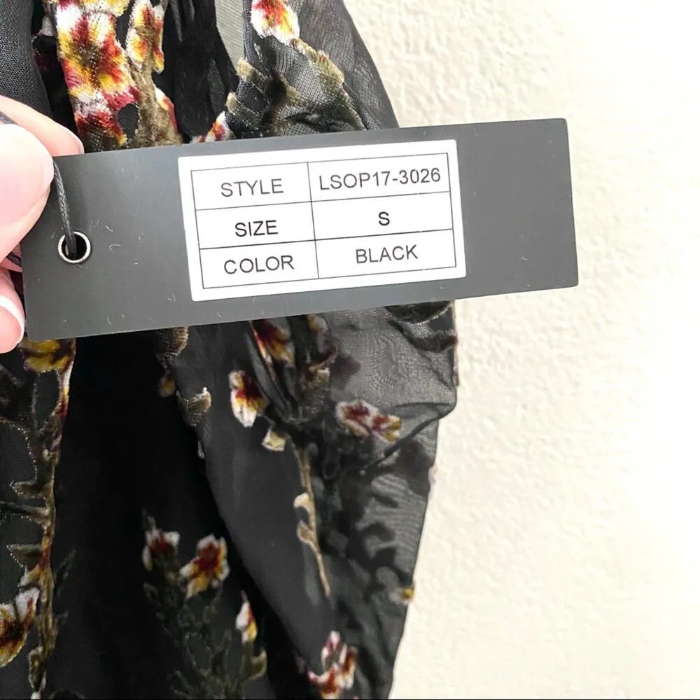 Love Sam INTERMIX Cold Shoulder Floral Top Size Small - Image 7