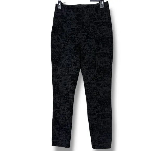 Lysse medium Victoria Flocked Black Leggings Mid Rise Shaping Stretch elegant - Image 2