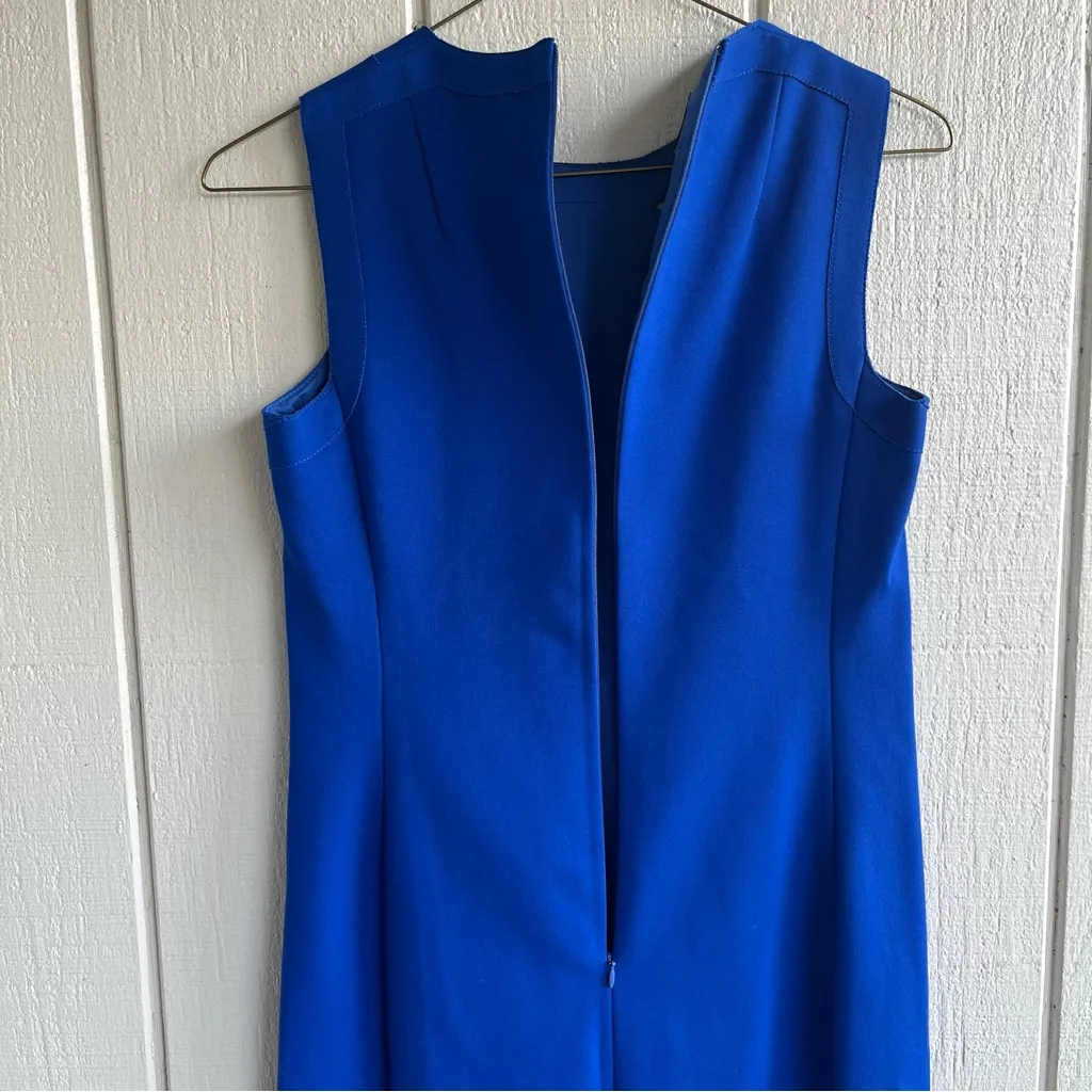AKRIS Punto Cobalt Blue Cutout Shoulder Knit Sheath Dress US 8 - Image 11