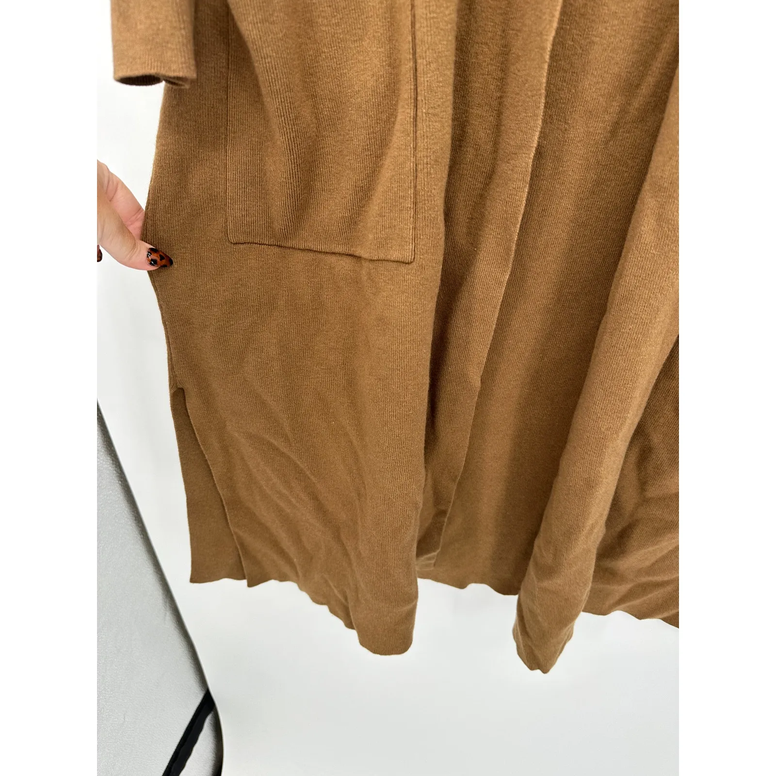 J.Jill Womens Brown Long Thick Cardigan Sweater Size L Warm Pockets Neutral Wool - Image 3