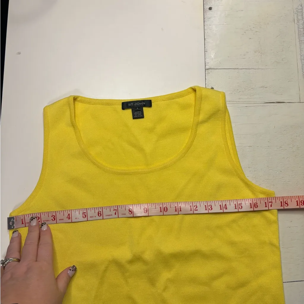 St. John Yellow Santana Knit Sleeveless Sweater Top Shell Size Small Wool Blend - Image 3