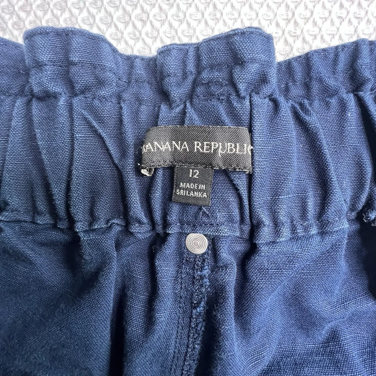 Banana Republic Womens Size 12 Navy Blue Elastic Waist‎ Pants Cotton Linen Blend - Image 8
