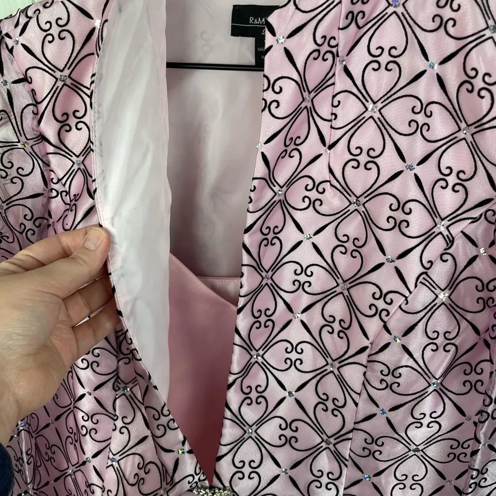 NEW R&M Richards Sheer Pink Embellished Rhinestone 2 Piece Jacket Tank Set 12P - Image 6