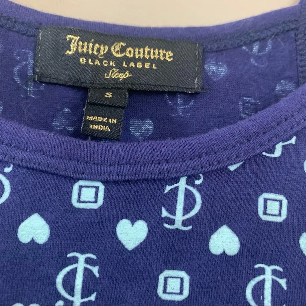 Juice Couture Black Label Sleep Crop Ruffle Hearts Cami Tank Navy/Sky Blue - Image 2