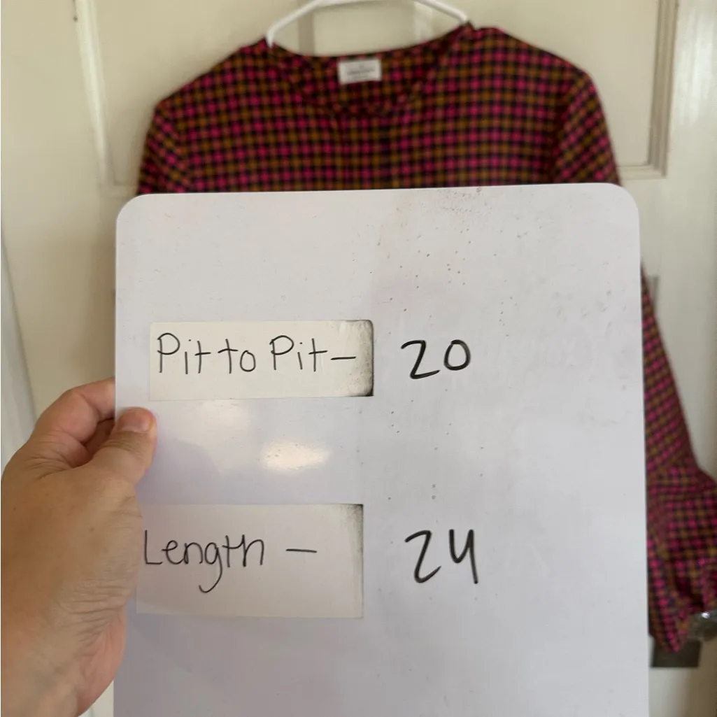 Argent gingham plaid blouse size 10 Pink - Image 9