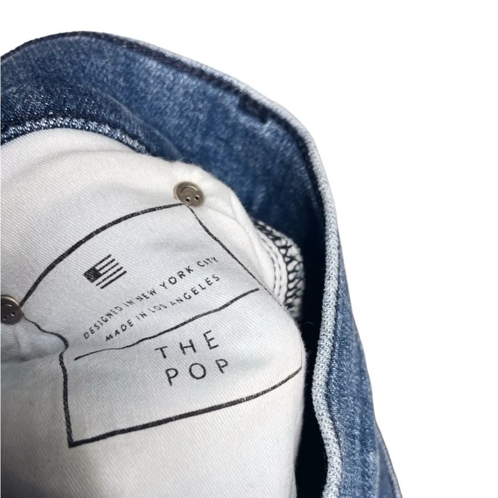 AYR Medium Blue Straight Leg The Pop Frayed Raw Hem Jeans 33 - Image 13