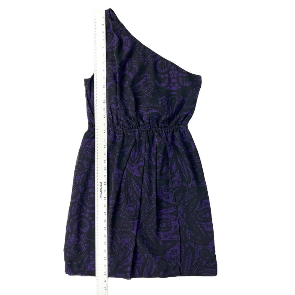 Express Purple Black One Shoulder Chiffon Sheath Cocktail Dress Size Small - Image 3