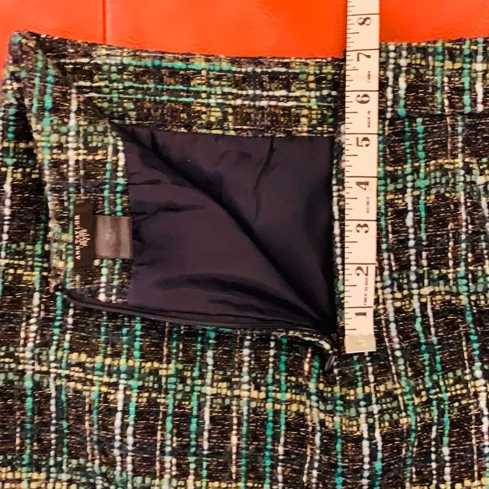 Ann Taylor Petite black/teal/metallic tweed skirt. - Image 10