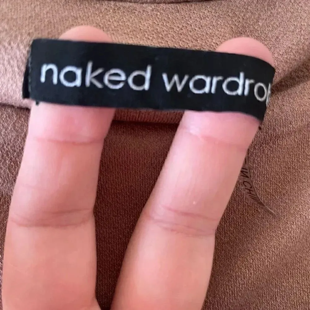 Naked Wardrobe Long Sleeves Latte Tan Womens Body Suit Top Soft SZ L #1664 - Image 6